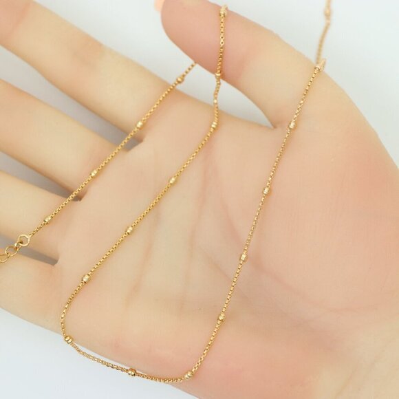 "Delicate Rose Gold Plated Chain Necklace with Bead Accents,  XPNL0155 - Picture 4 of 12